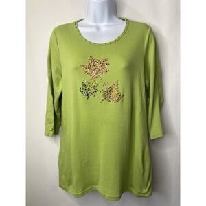 Quacker Factory QVC Womens Size Small Shirt Autumn Fall  Art to Wear Sparkle Fun